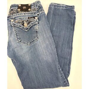 Miss Me Jeans Size 29 Jeans Mid-Rise Easy Skinny Studs Embroidered Pockets Bling